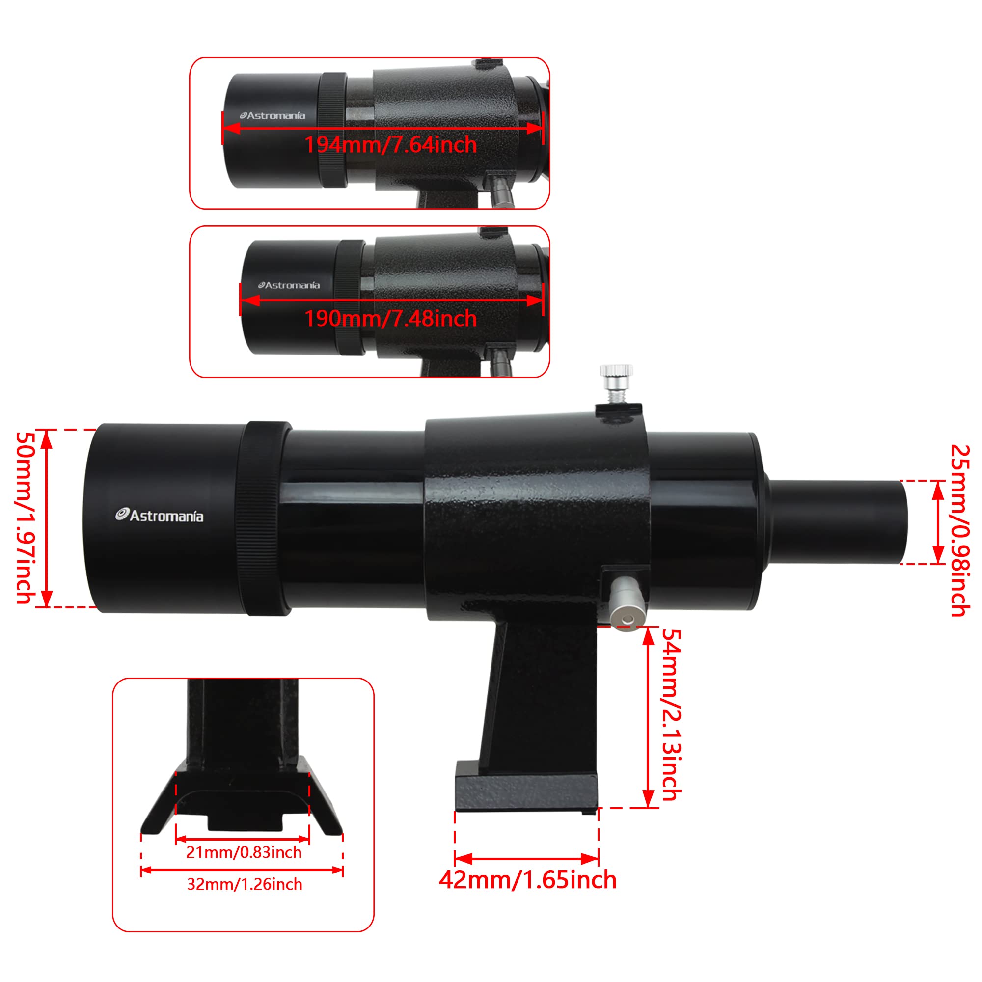 Astromania 9X50 Finder Scope, Black   It Provides Both A Bright Image And Comfortable Viewing